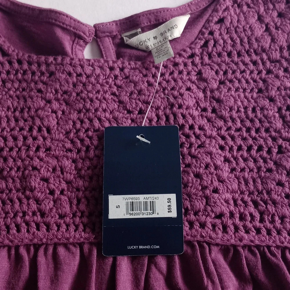 NWT- Lucky Brand Women's Crochet Tank Top Sleeveless.Size S. Color Purple. - Picture 7 of 16